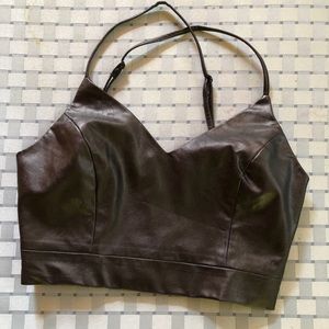 forever 21 black faux leather top adjustable straps size xs 12 3/4” W x 10 3/4”
